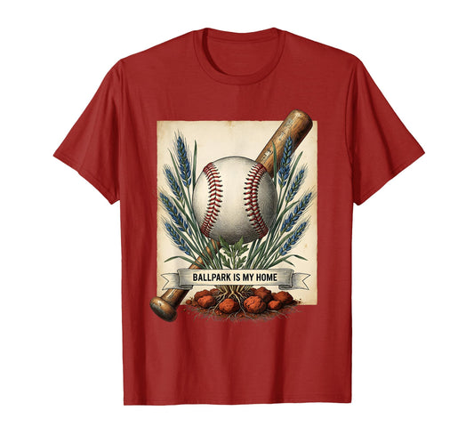 Ballpark Is My Home Baseball T-Shirt - Custom Art Print Men Women - T-Shirt, Sweatshirt, Hoodie