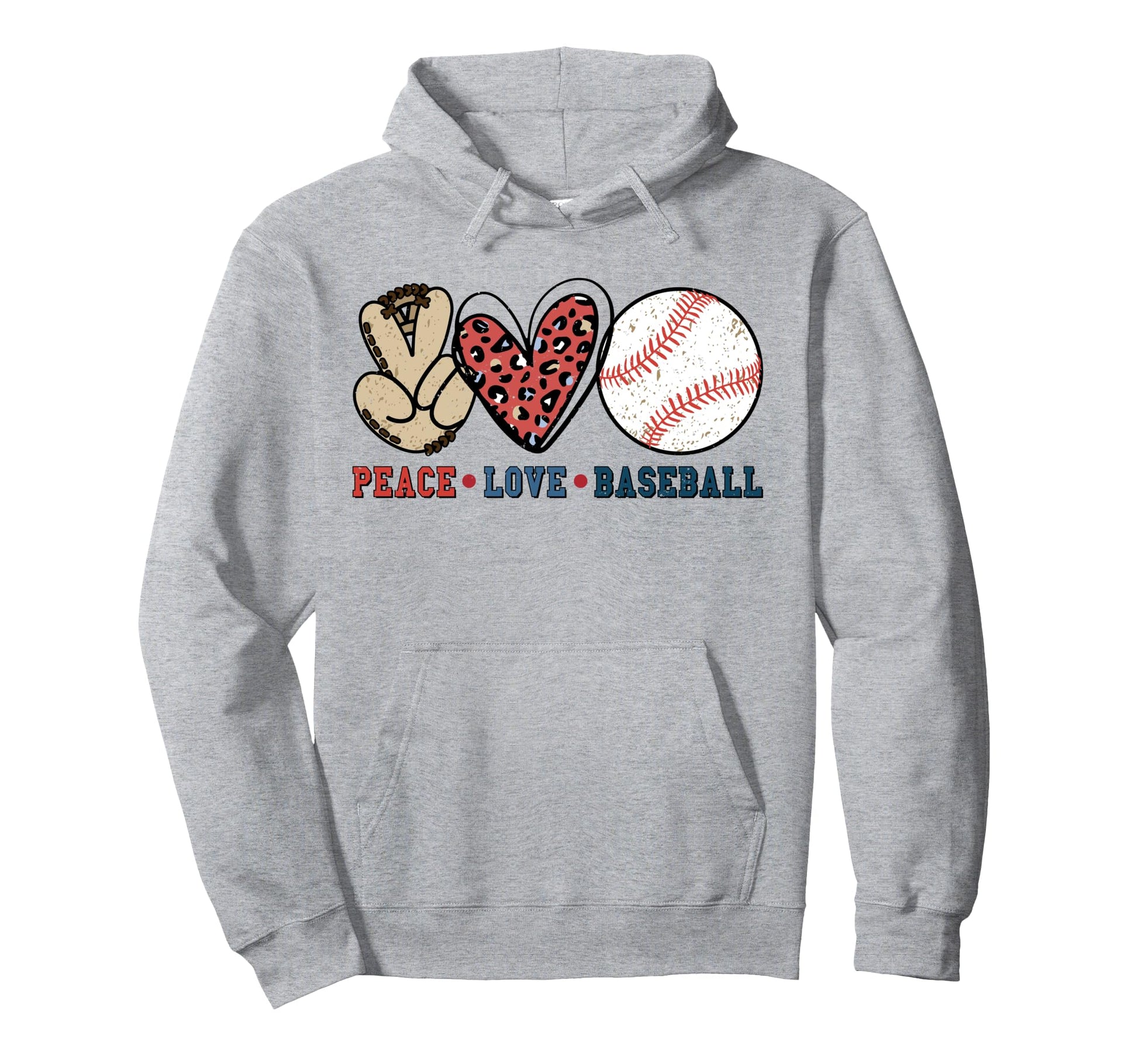 Baseball Peace Love Baseball Hoodie - Unique Graphic Men Women - T-Shirt, Sweatshirt, Hoodie