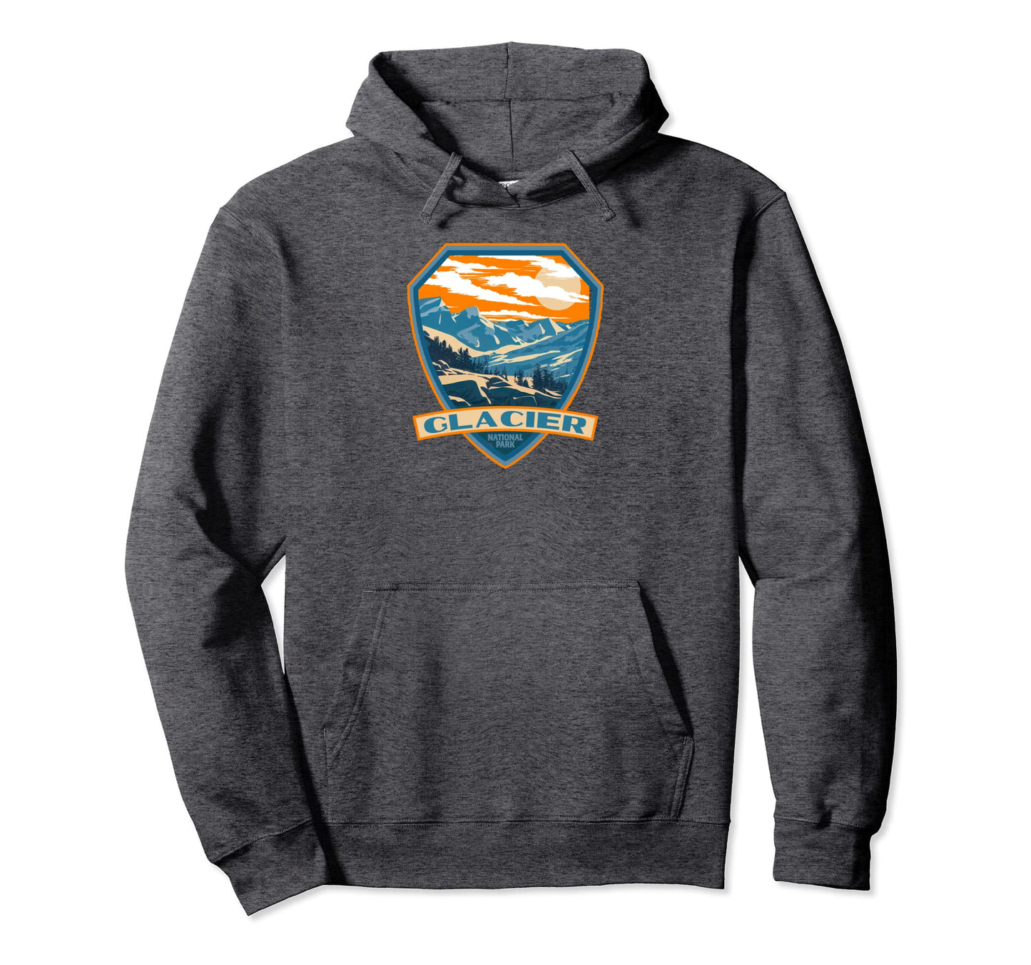 Glacier National Park Wpa Badge Hoodie - Unique Graphic for Adults - T-Shirt, Sweatshirt, Hoodie