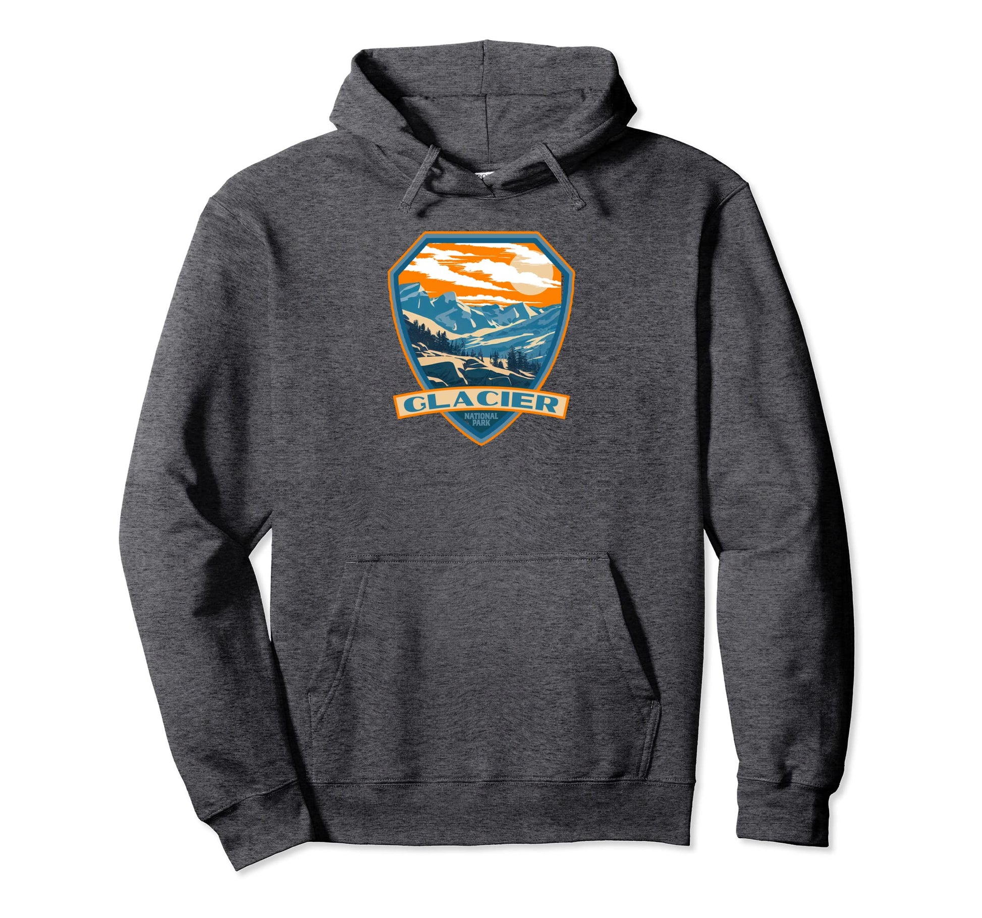 Glacier National Park Wpa Badge Hoodie - Unique Graphic for Adults - T-Shirt, Sweatshirt, Hoodie