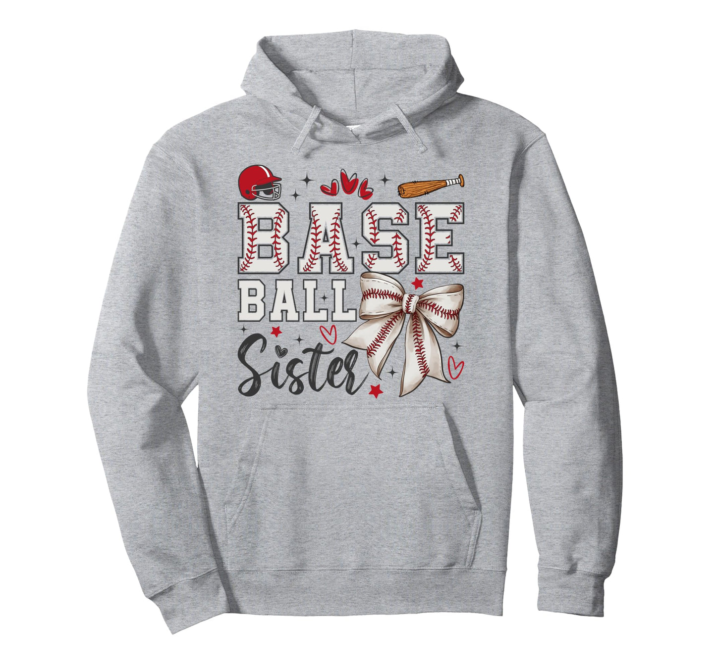 Baseball Sister Coquette Bow Sport Hoodie - Fun Novelty Design Men Women - T-Shirt, Sweatshirt, Hoodie