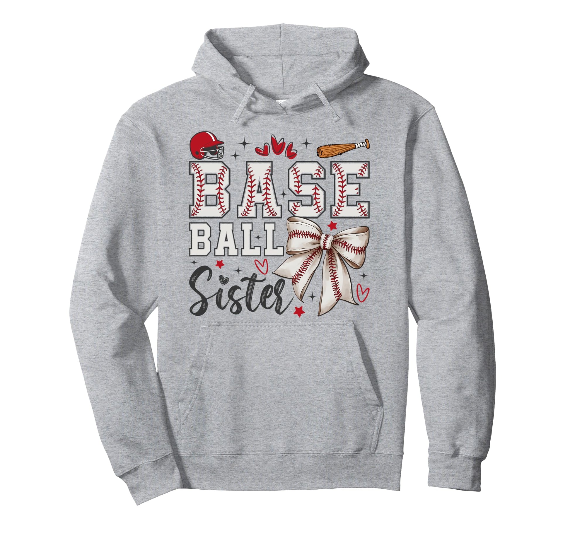 Baseball Sister Coquette Bow Sport Hoodie - Fun Novelty Design Men Women - T-Shirt, Sweatshirt, Hoodie