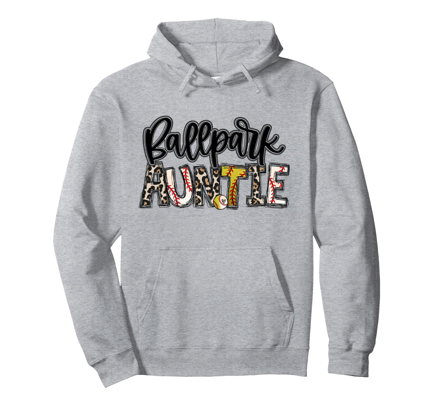 Ballpark Auntie Softball Baseball Aunt Hoodie - Trendy Graphic Men Women - T-Shirt, Sweatshirt, Hoodie