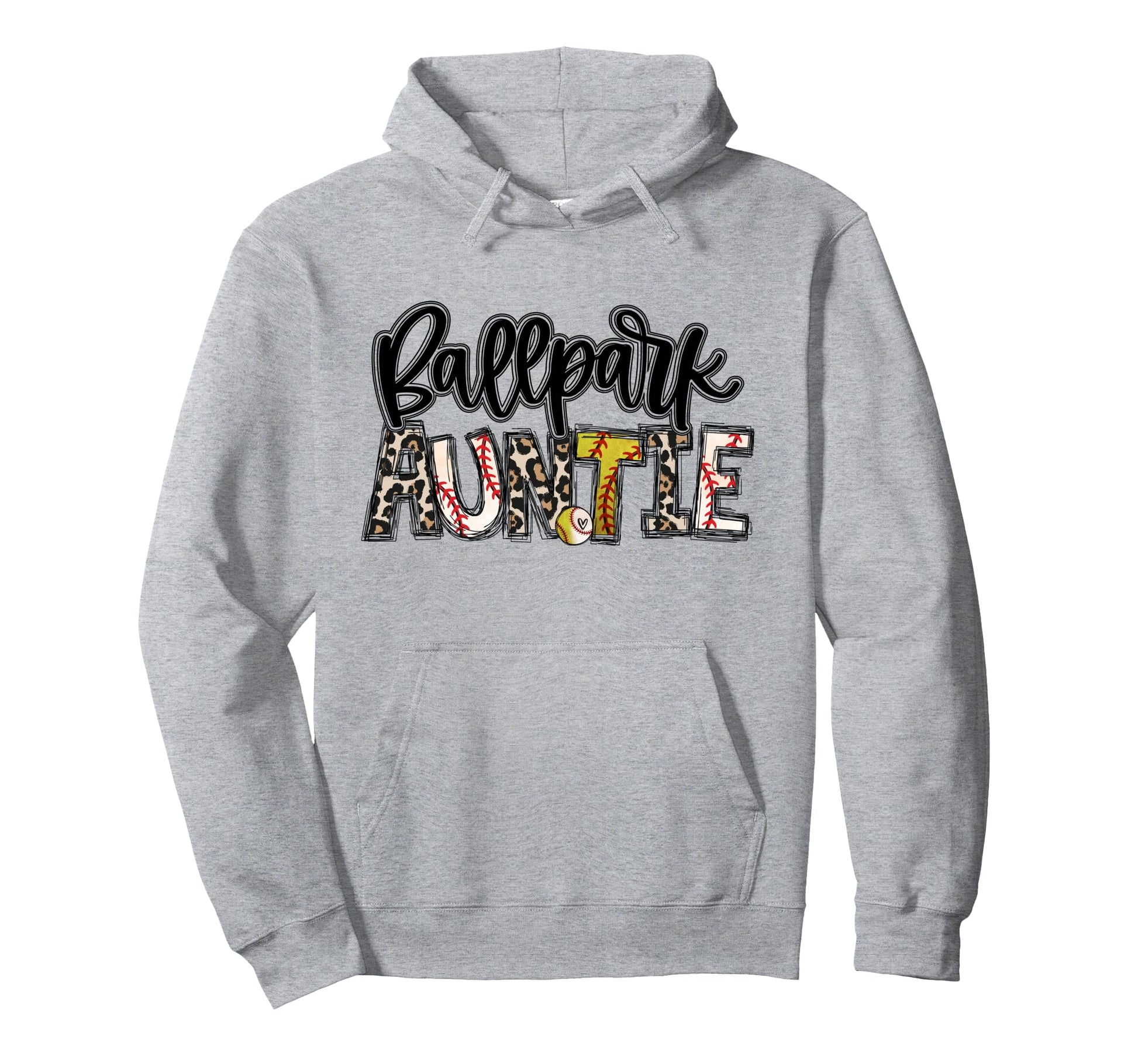 Ballpark Auntie Softball Baseball Aunt Hoodie - Trendy Graphic Men Women - T-Shirt, Sweatshirt, Hoodie