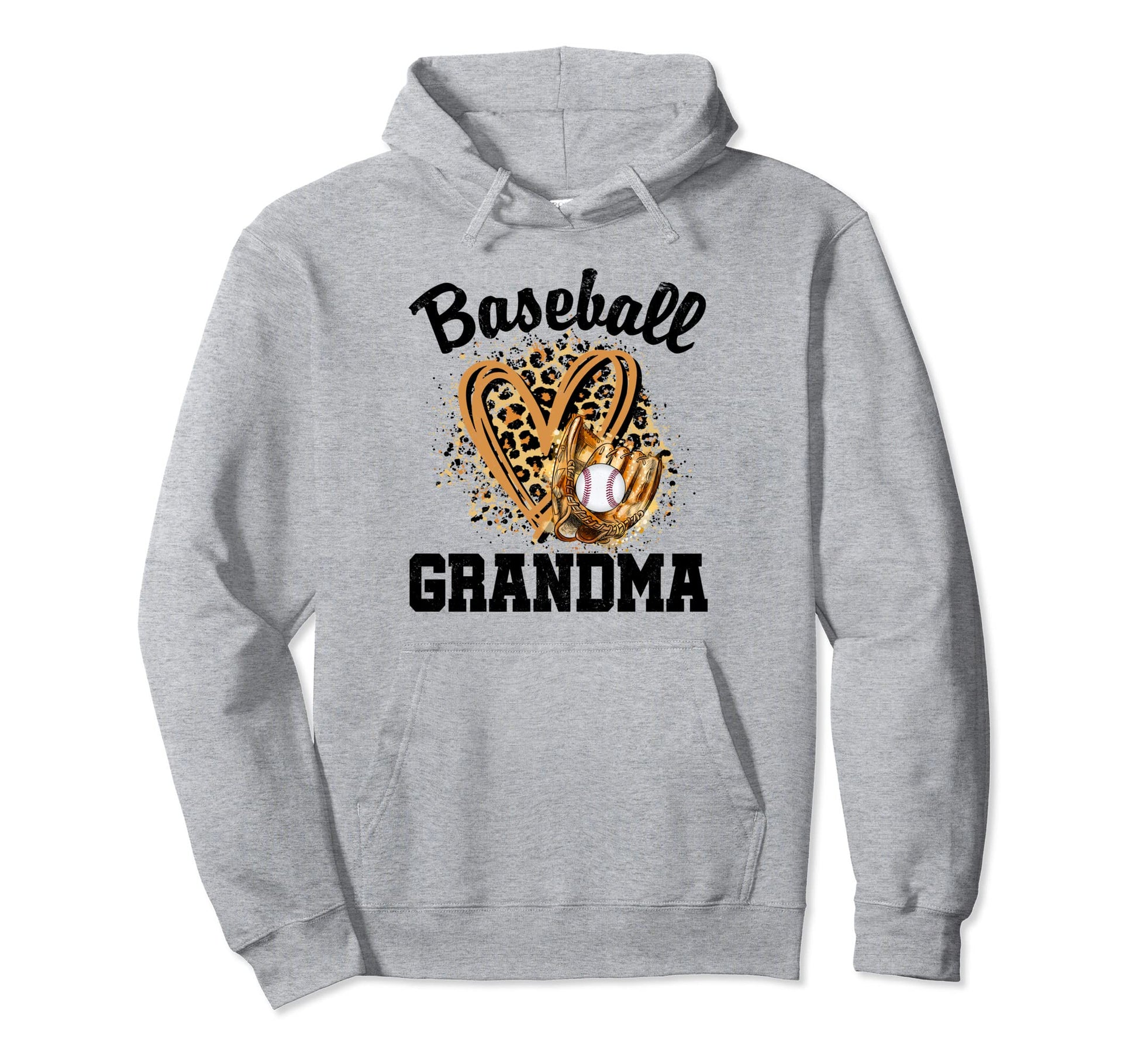 Baseball Grandma Leopard Heart Baseball Game Hoodie - Graphic Print Unisex - T-Shirt, Sweatshirt, Hoodie