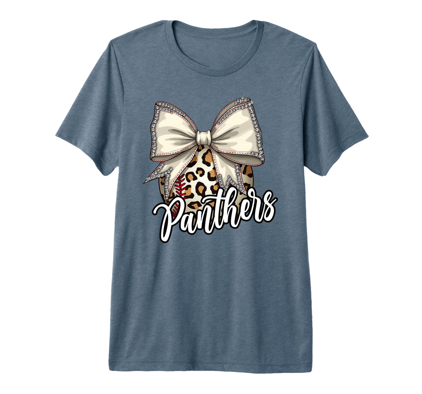Panthers Baseball Leopard Coquette Bow T-Shirt - Streetwear Style Unisex - T-Shirt, Sweatshirt, Hoodie