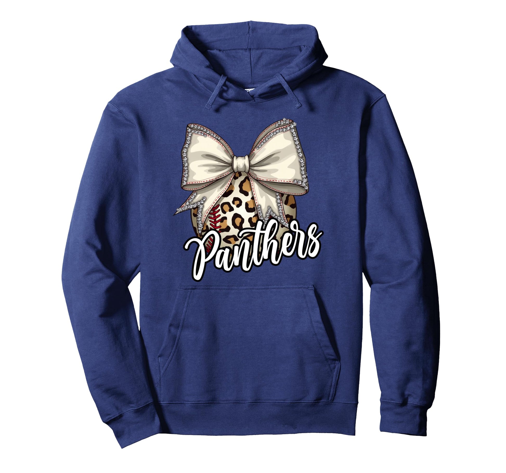 Panthers Baseball Leopard Coquette Bow Hoodie - Aesthetic Graphic Unisex - T-Shirt, Sweatshirt, Hoodie