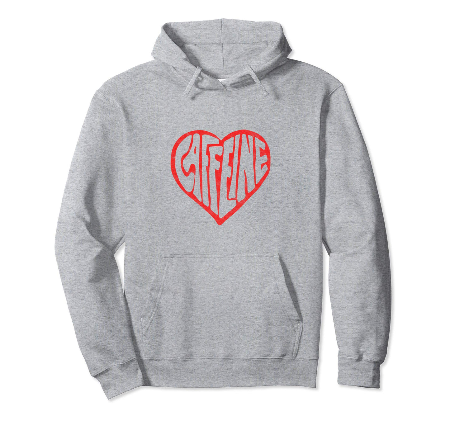 Caffeine Love Heart Typography Coffee Tea Hoodie - Trendy Graphic Men Women - T-Shirt, Sweatshirt, Hoodie