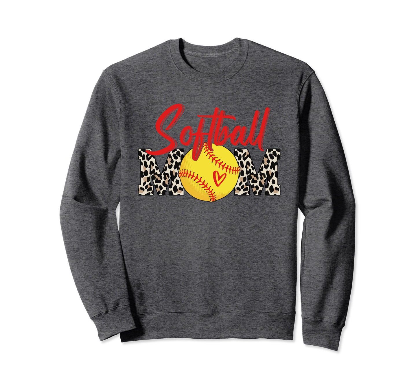 Softball Mom Leopard Funny Softball Sweatshirt - Graphic Print for Adults - T-Shirt, Sweatshirt, Hoodie
