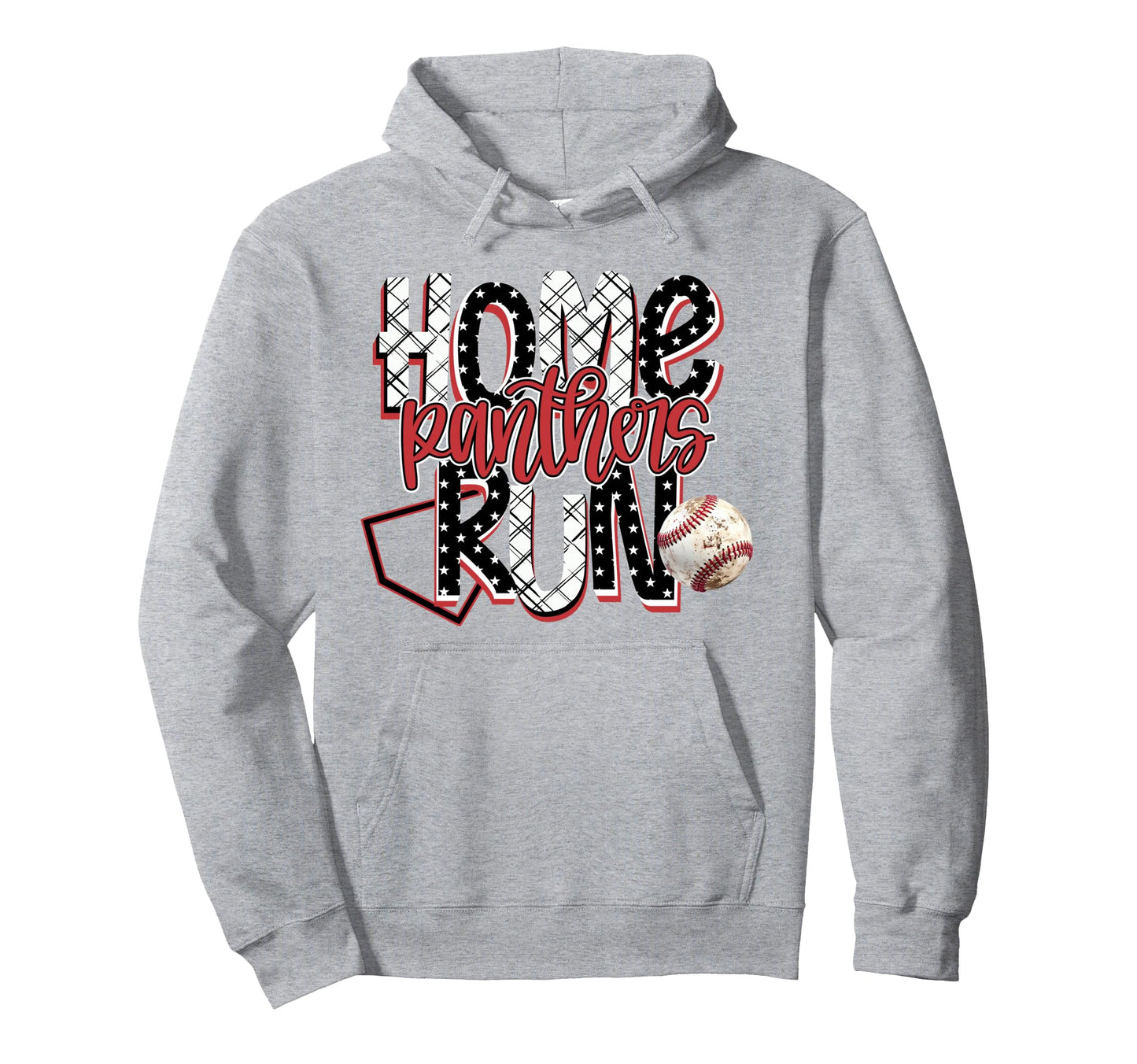 Home Run Panthers Baseball Red Hoodie - Streetwear Style for Adults - T-Shirt, Sweatshirt, Hoodie