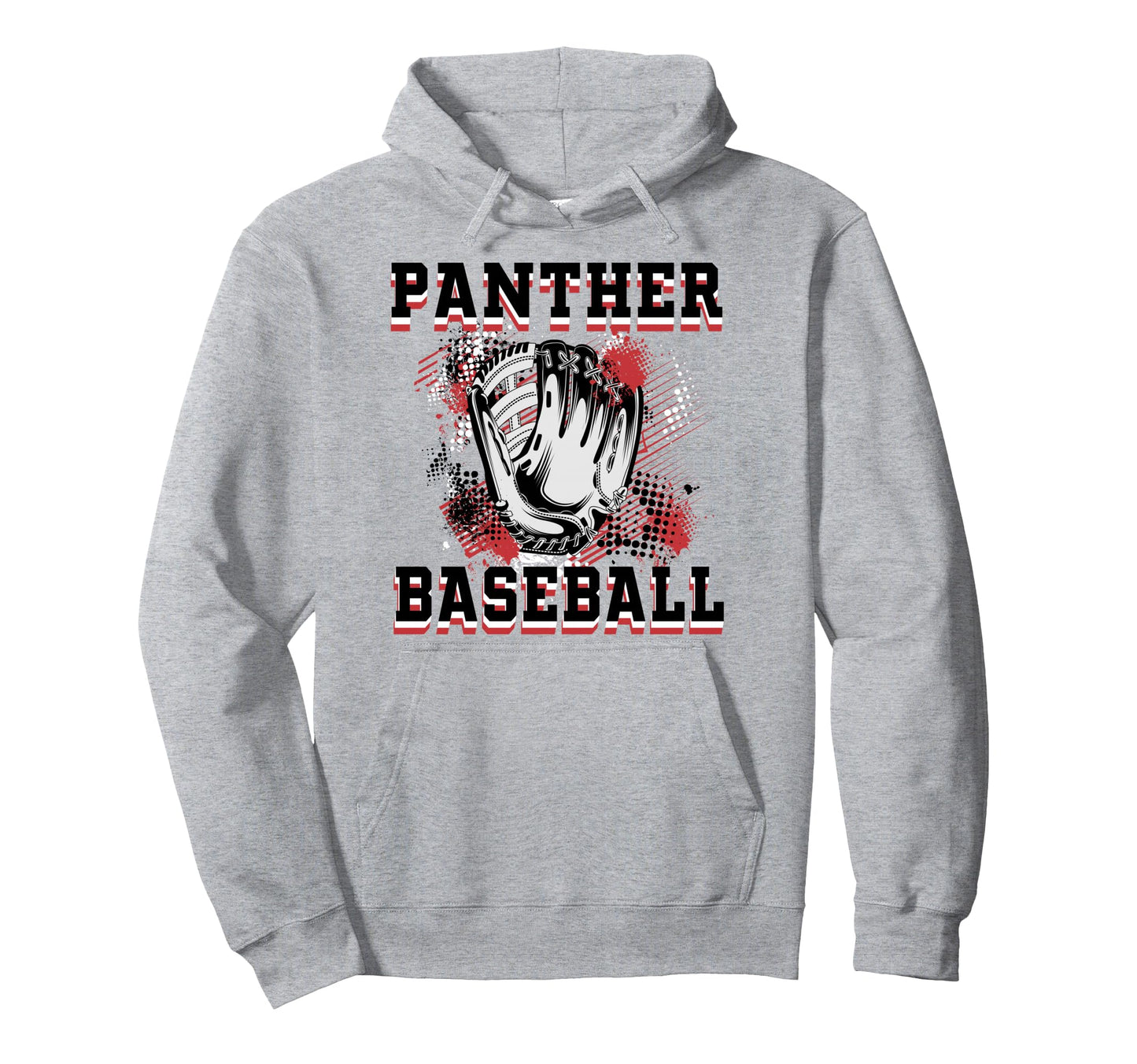 Panther Baseball Mom Grunge Glove Red Hoodie - Graphic Print Unisex - T-Shirt, Sweatshirt, Hoodie