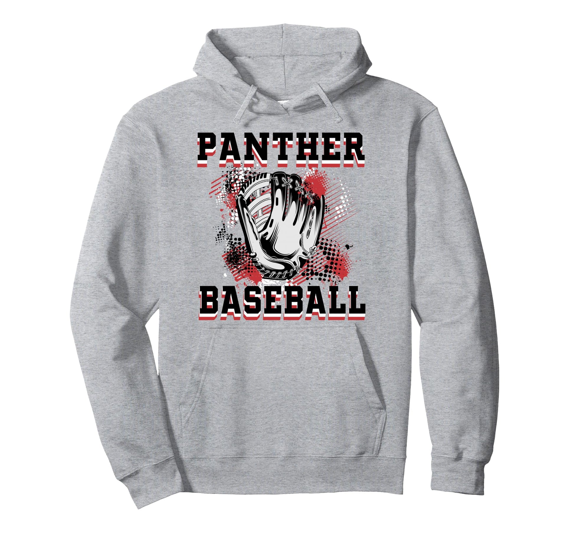 Panther Baseball Mom Grunge Glove Red Hoodie - Graphic Print Unisex - T-Shirt, Sweatshirt, Hoodie