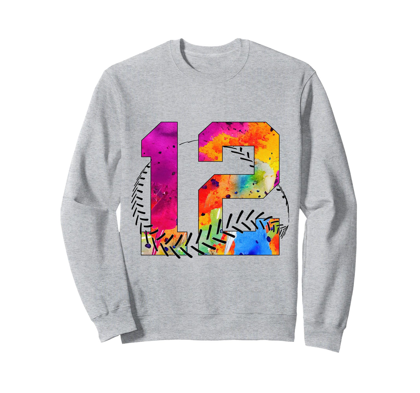 Number 12 Years Baseball 12Th Birthday Sweatshirt - Graphic Print Unisex - T-Shirt, Sweatshirt, Hoodie