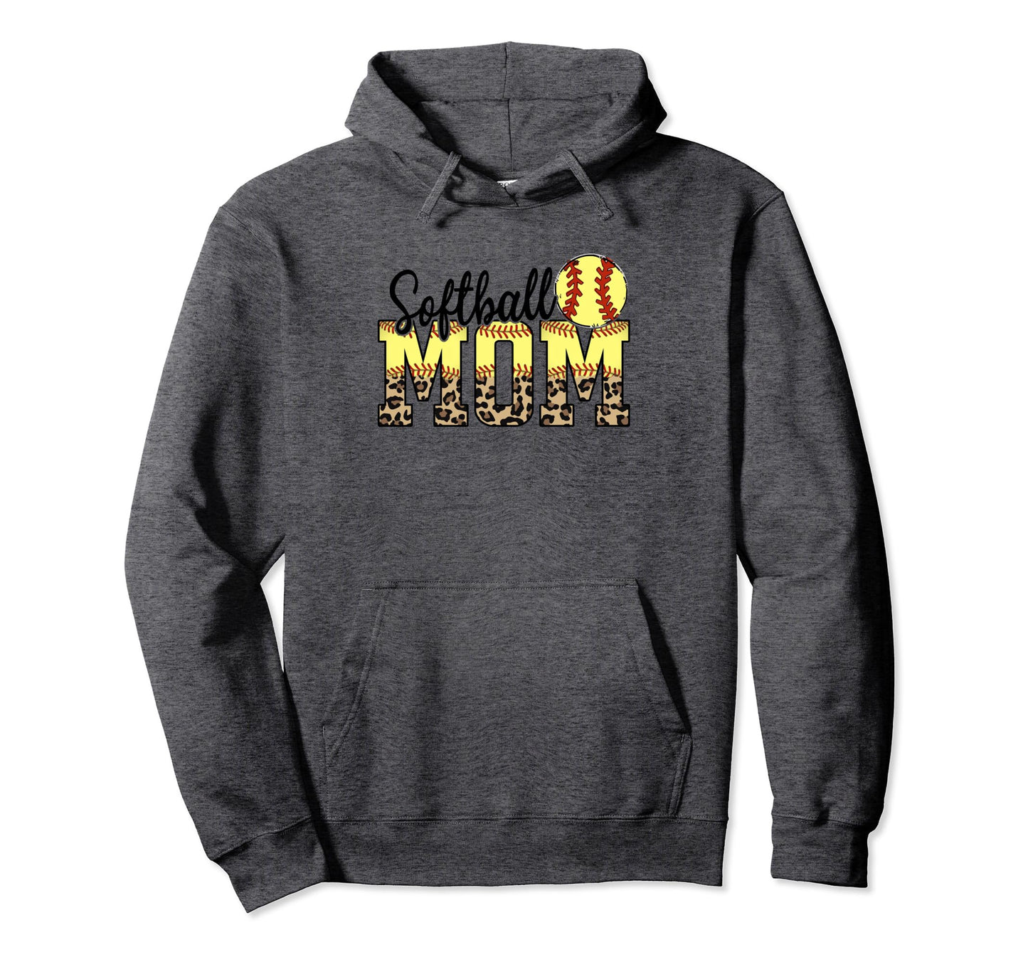 Softball Mom Leopard Funny Softball Hoodie - Casual Everyday Wear Unisex - T-Shirt, Sweatshirt, Hoodie