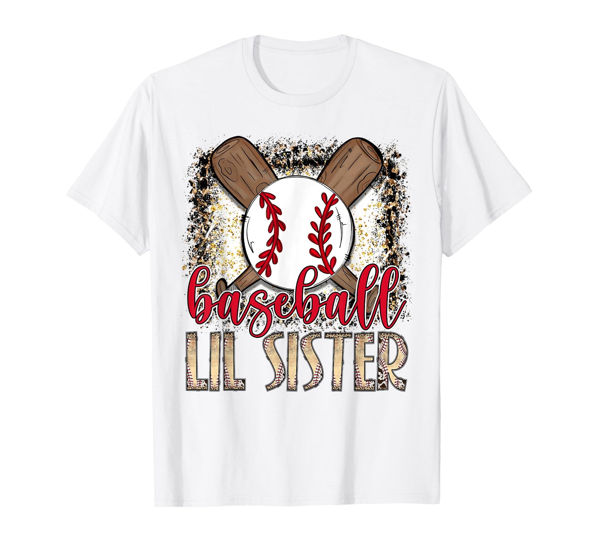 Baseball Lil Sister Leopard Proud Ball T-Shirt - Unique Graphic for Adults - T-Shirt, Sweatshirt, Hoodie