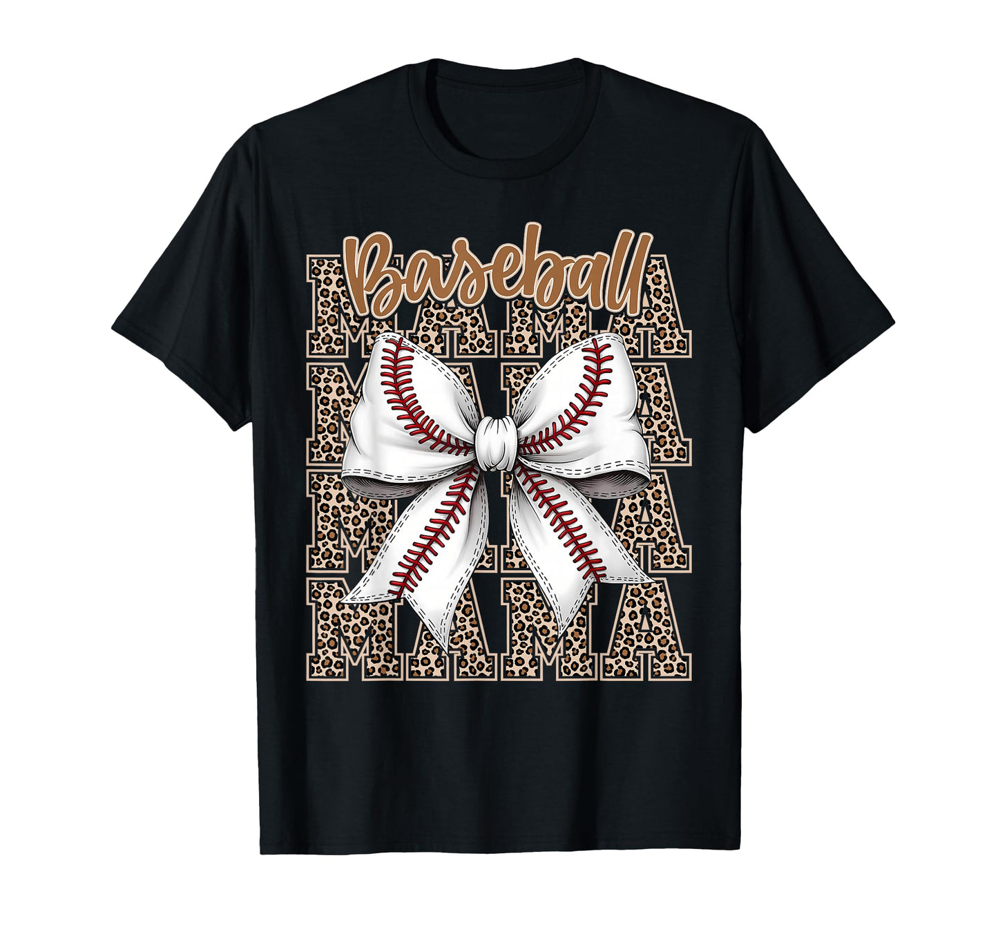 Baseball Mama Coquette Bow Leopard Sports T-Shirt - Novelty Apparel Unisex - T-Shirt, Sweatshirt, Hoodie