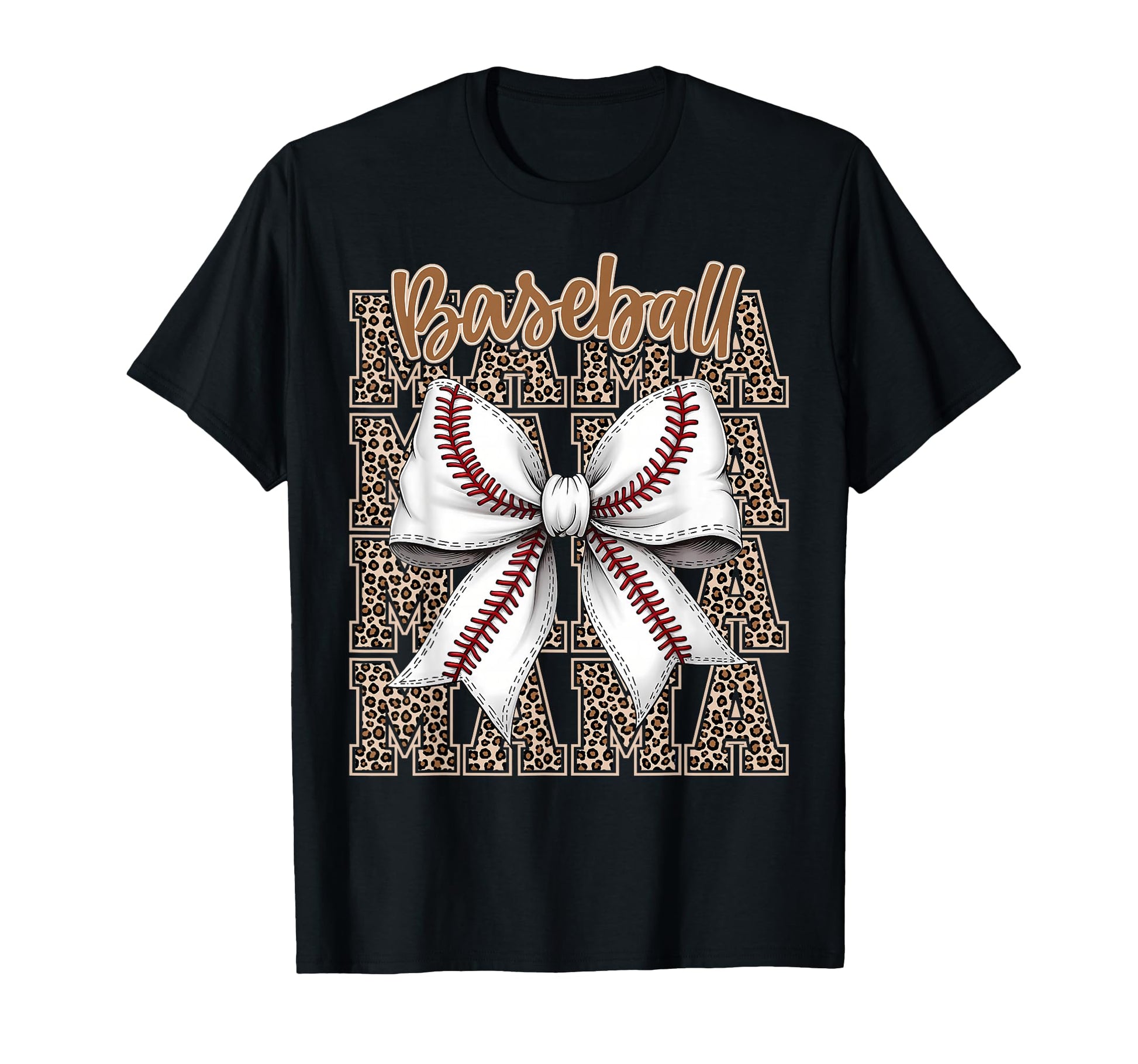 Baseball Mama Coquette Bow Leopard Sports T-Shirt - Novelty Apparel Unisex - T-Shirt, Sweatshirt, Hoodie