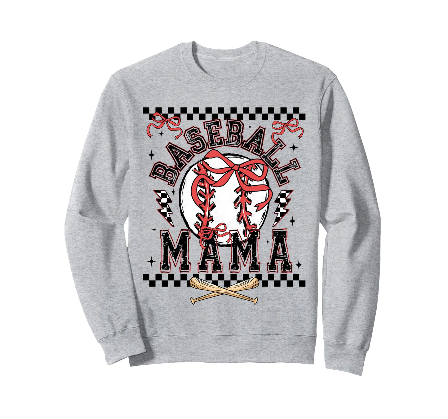 Baseball Mama Checkered Baseball Sweatshirt - Fun Novelty Design Unisex - T-Shirt, Sweatshirt, Hoodie