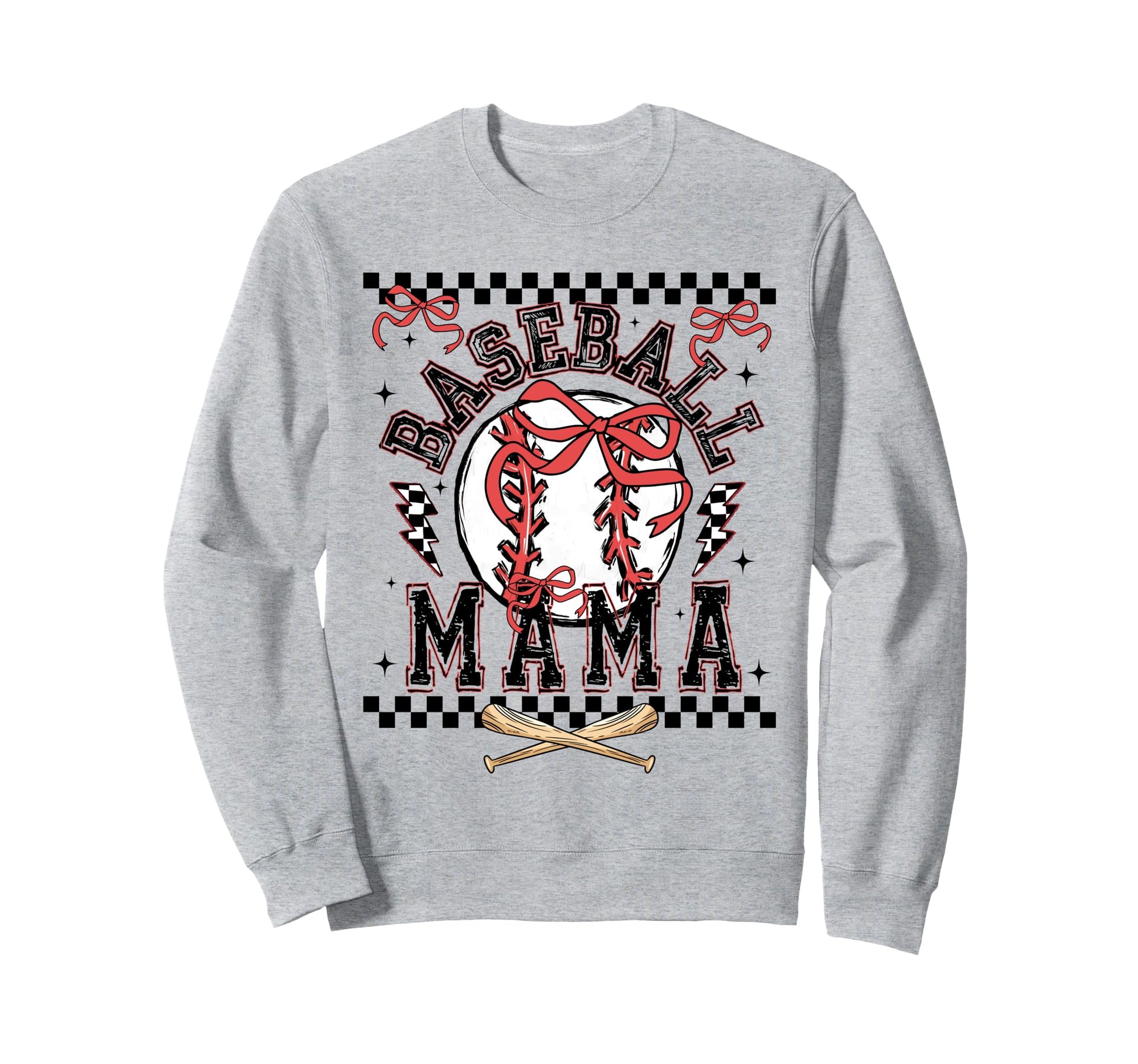Baseball Mama Checkered Baseball Sweatshirt - Fun Novelty Design Unisex - T-Shirt, Sweatshirt, Hoodie