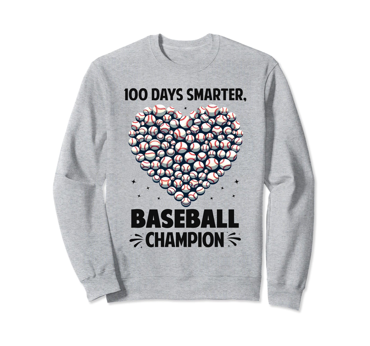 100 Days School Baseball Heart Love Sweatshirt - Unique Graphic Unisex - T-Shirt, Sweatshirt, Hoodie