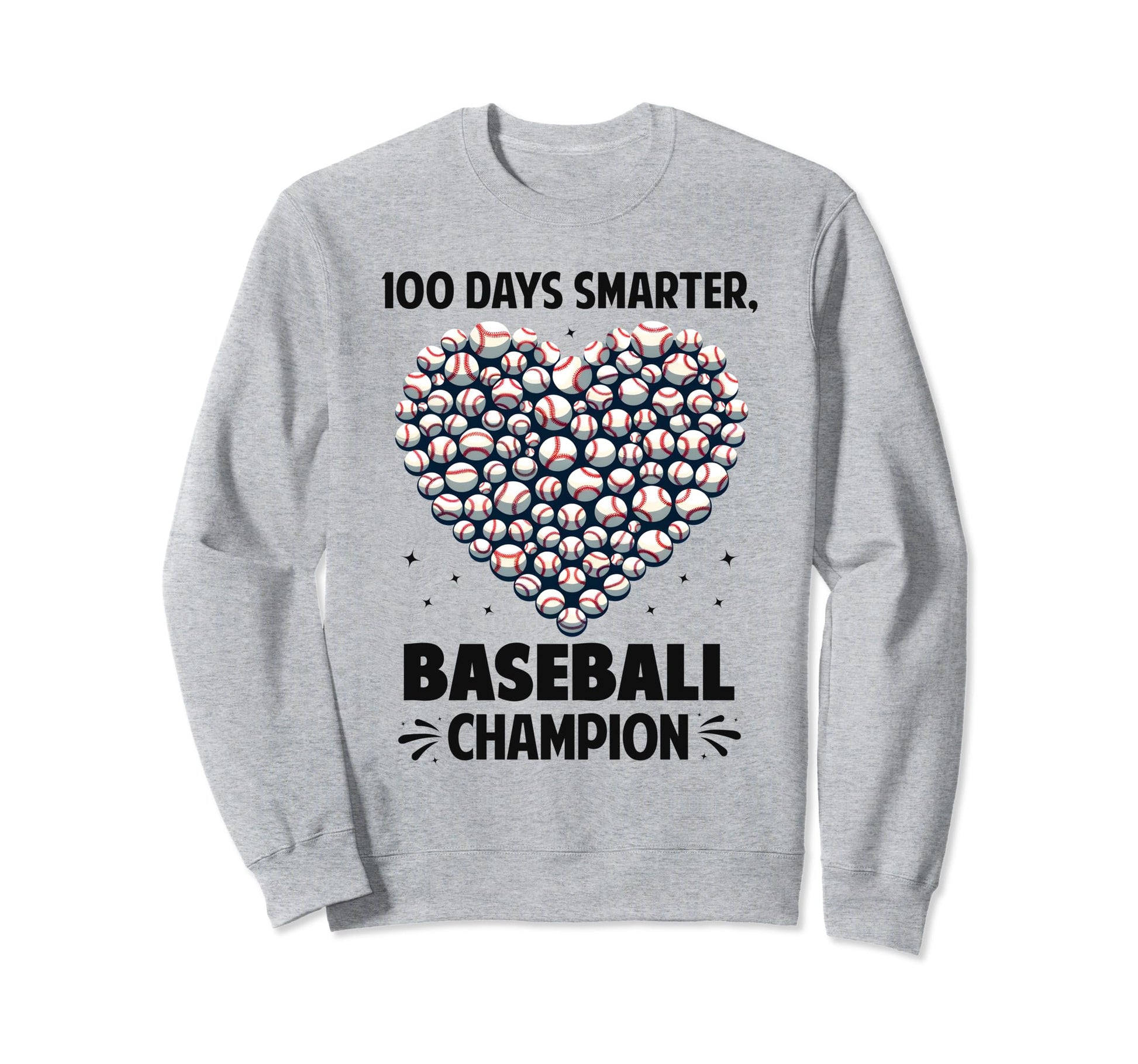 100 Days School Baseball Heart Love Sweatshirt - Unique Graphic Unisex - T-Shirt, Sweatshirt, Hoodie