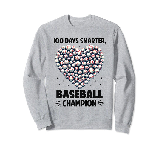 100 Days School Baseball Heart Love Sweatshirt - Unique Graphic Unisex - T-Shirt, Sweatshirt, Hoodie