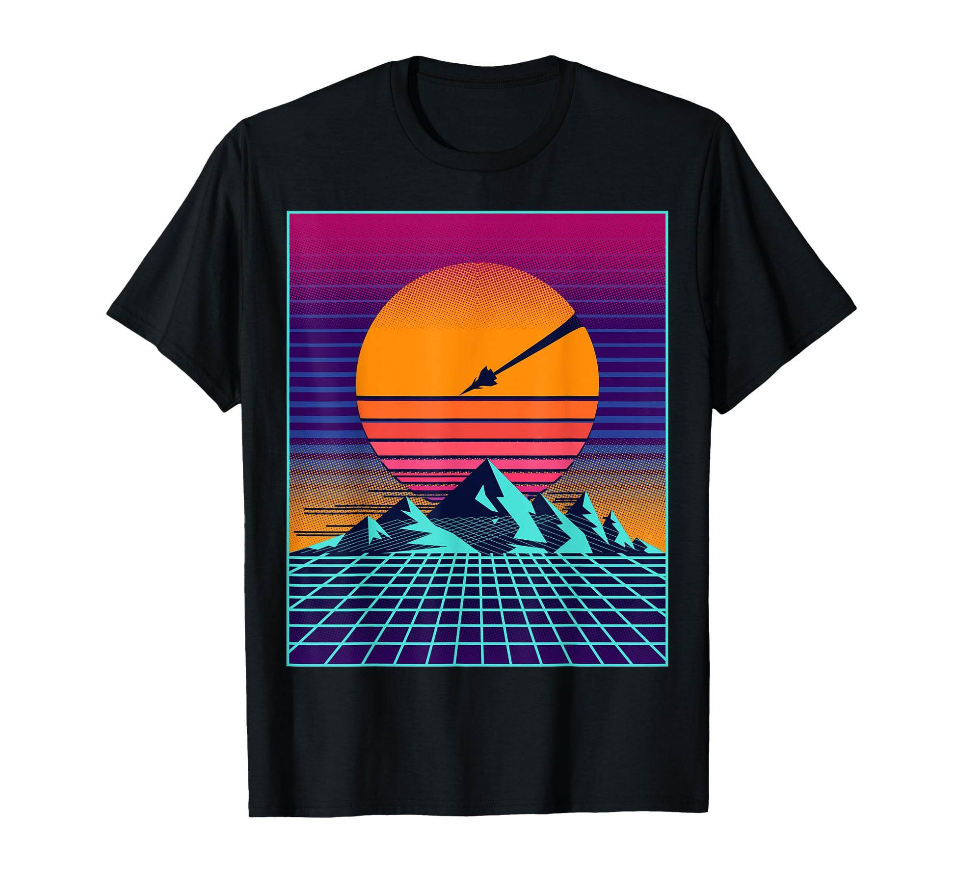 80S 80S Aesthetic Vaporwave Outrun Sun T-Shirt - Graphic Print for Adults - T-Shirt, Sweatshirt, Hoodie