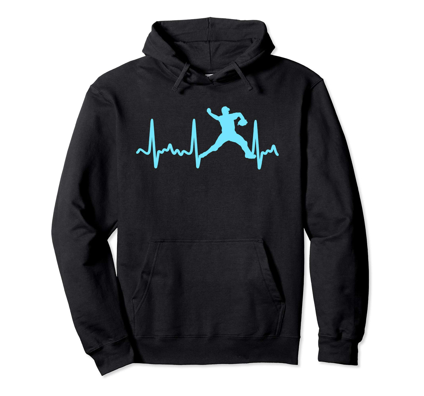 Light Blue Heartbeat Baseball Hoodie - Fun Novelty Design for Adults - T-Shirt, Sweatshirt, Hoodie