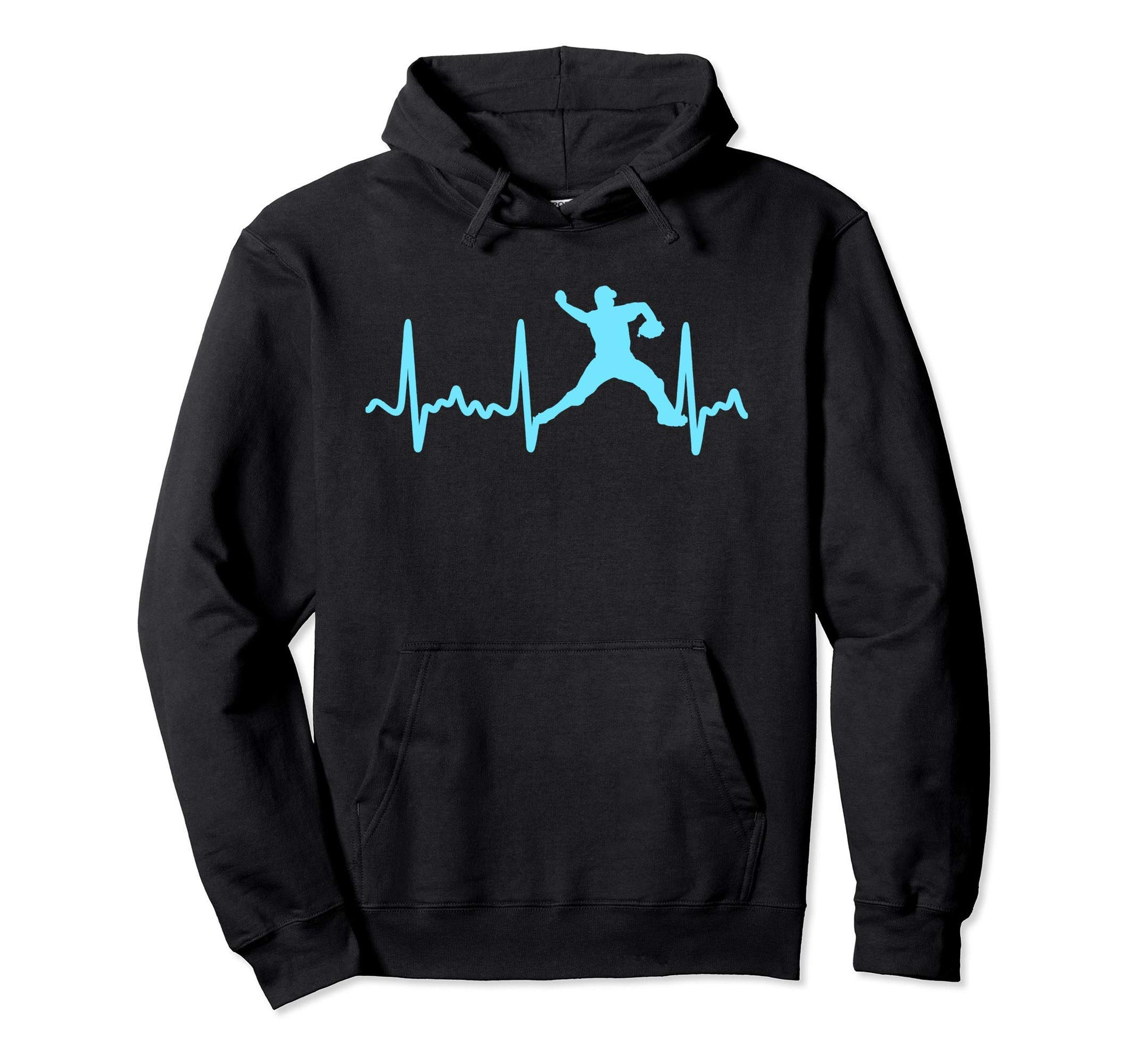 Light Blue Heartbeat Baseball Hoodie - Fun Novelty Design for Adults - T-Shirt, Sweatshirt, Hoodie