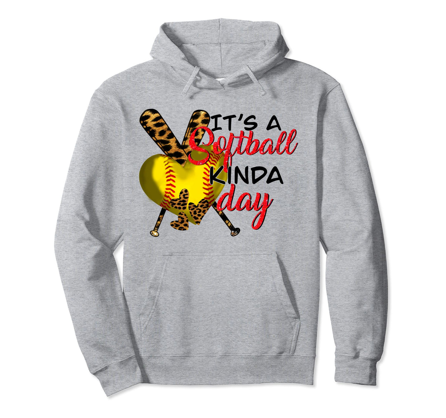 Leopard Its Softball Kinda Day Baseball Hoodie - Trendy Graphic Unisex - T-Shirt, Sweatshirt, Hoodie