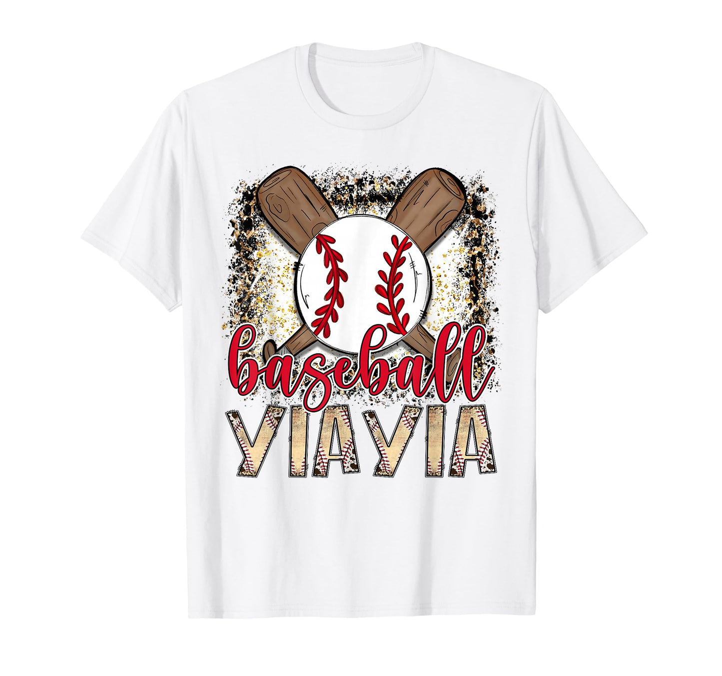 Baseball Yiayia Leopard Proud Ball Yiayia T-Shirt - Trendy Graphic Unisex - T-Shirt, Sweatshirt, Hoodie