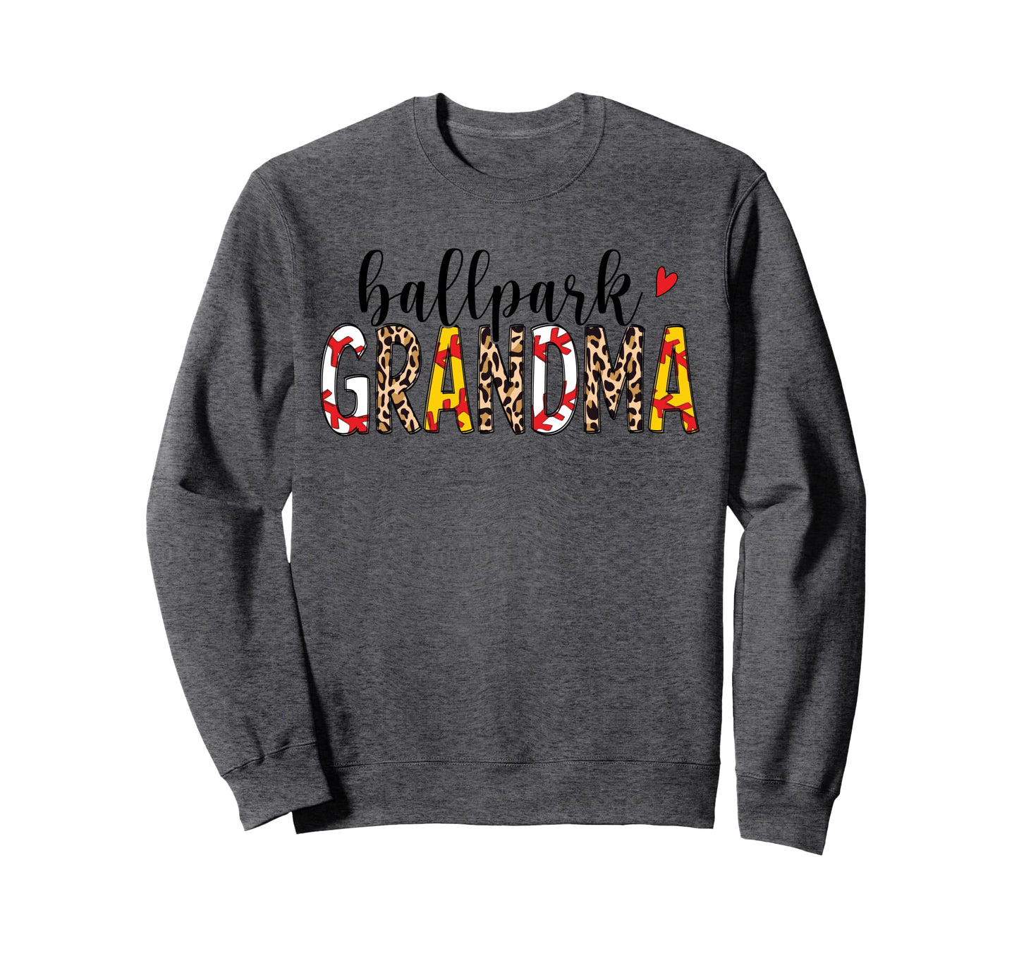 Leopard Ballpark Grandma Baseball Sweatshirt - Unique Graphic Unisex - T-Shirt, Sweatshirt, Hoodie