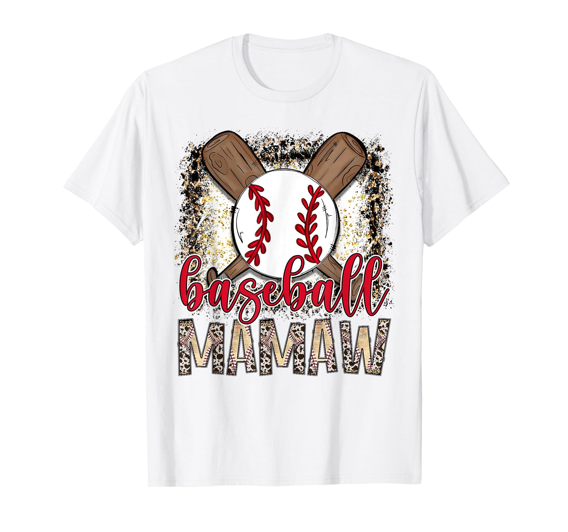 Baseball Mamaw Leopard Proud Ball T-Shirt - Fun Novelty Design Unisex - T-Shirt, Sweatshirt, Hoodie