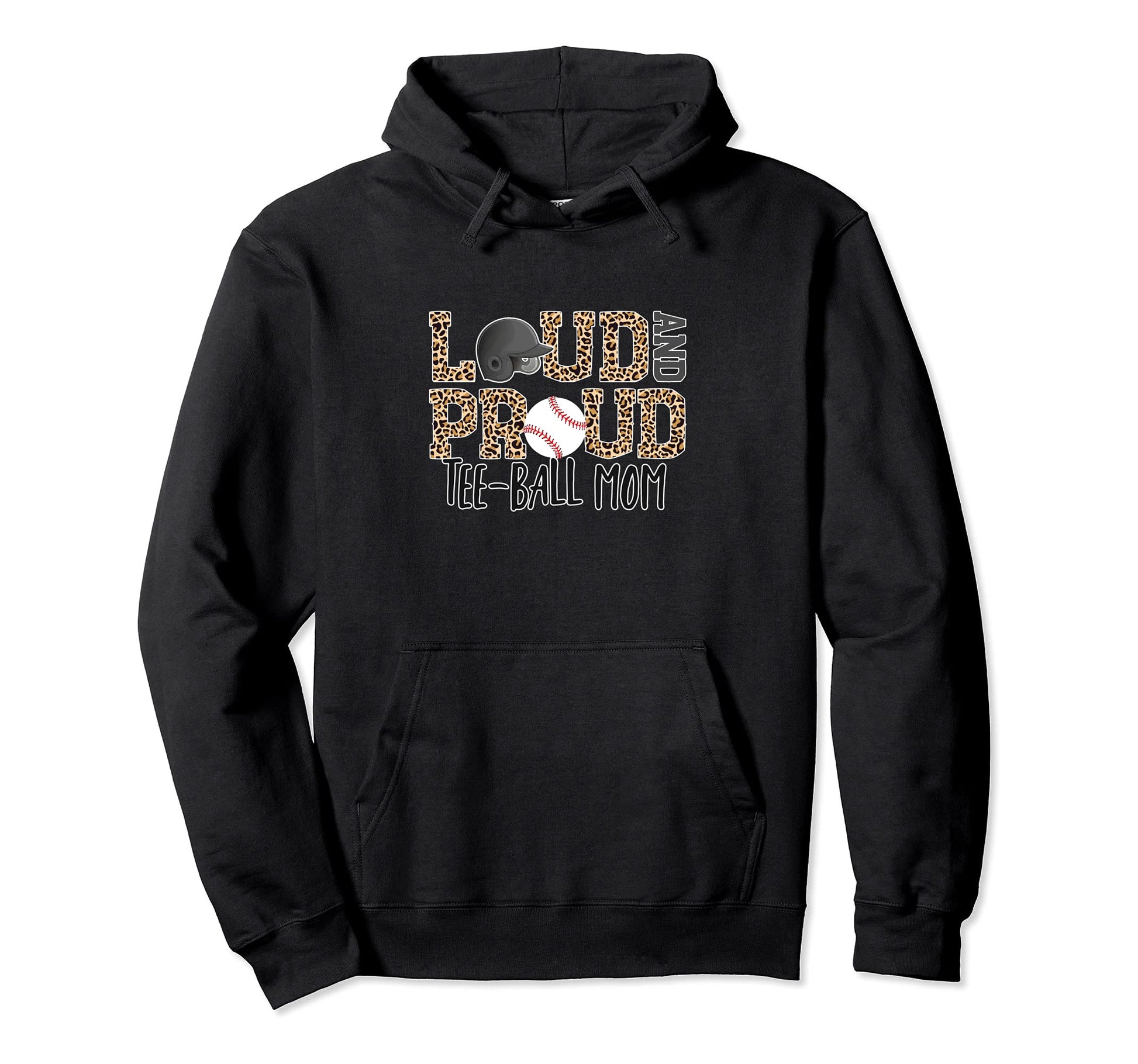Teeball Mom Leopard Baseball Tball Hoodie - Casual Everyday Wear Men Women - T-Shirt, Sweatshirt, Hoodie