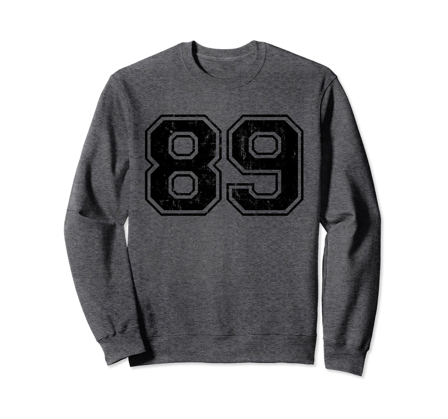 Number 89 Varsity Distressed Sport Sweatshirt - Novelty Apparel Unisex - T-Shirt, Sweatshirt, Hoodie