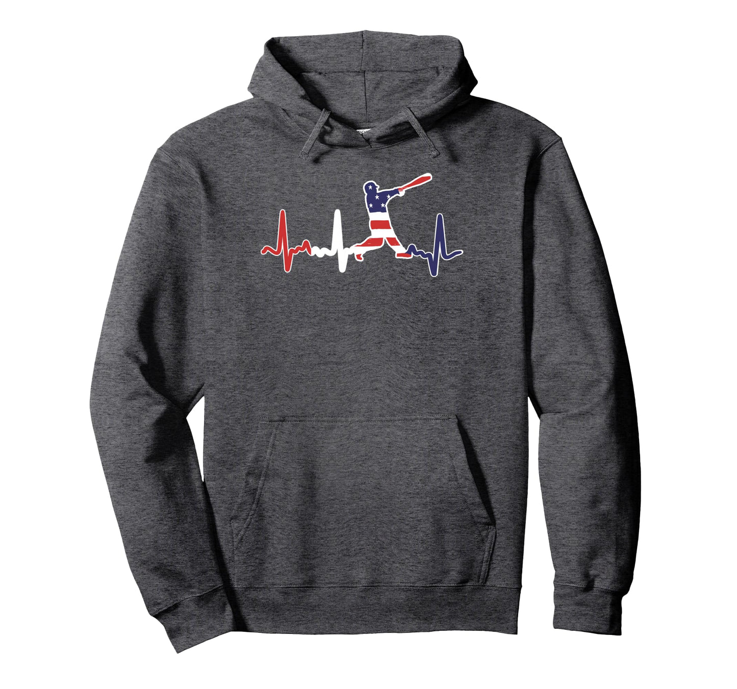 Heartbeat Baseball Batter Bat Baseball Hoodie - Graphic Print Men Women - T-Shirt, Sweatshirt, Hoodie
