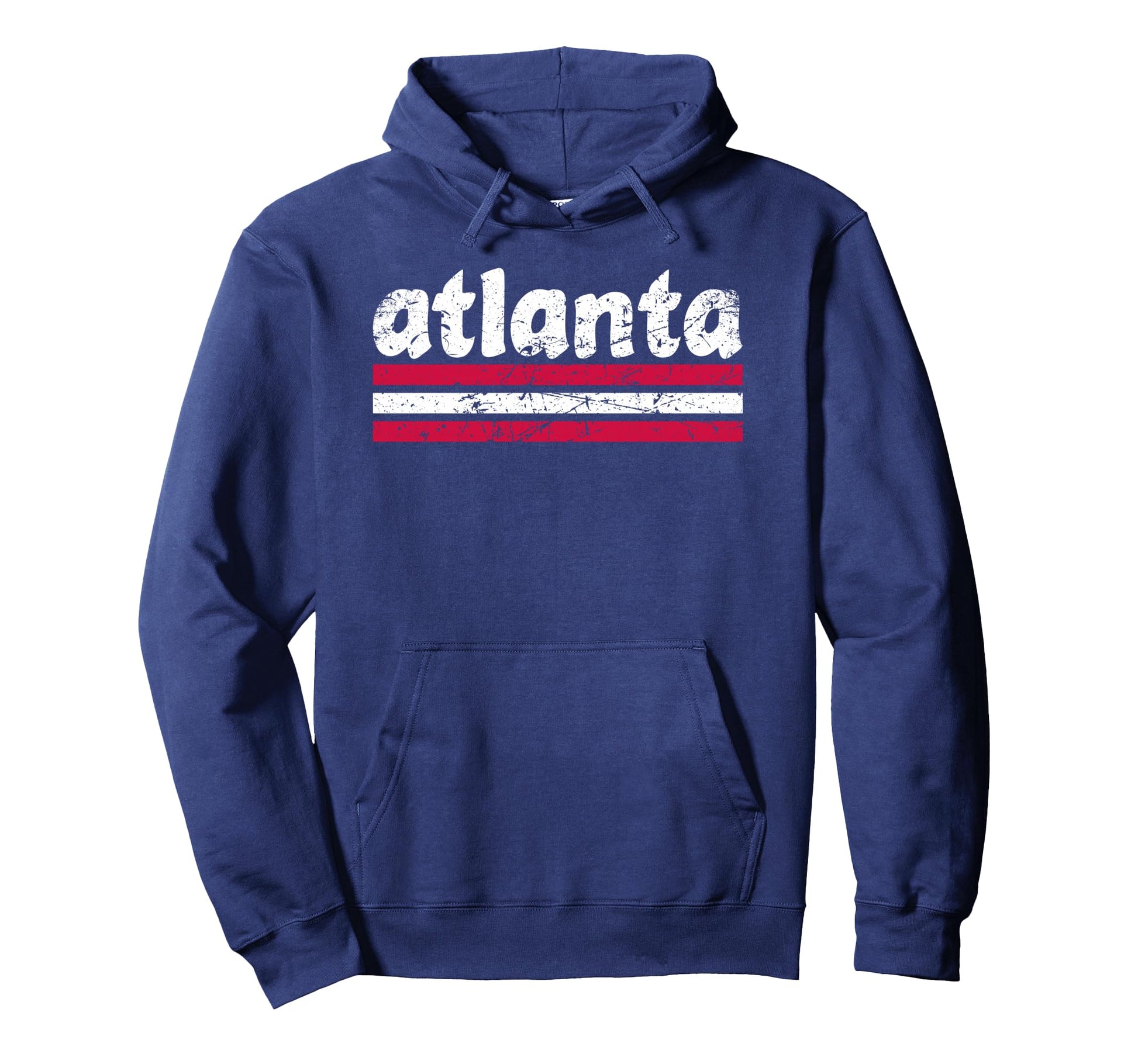Atlanta Georgia Three Stripe Weathered Hoodie - Novelty Apparel Unisex - T-Shirt, Sweatshirt, Hoodie