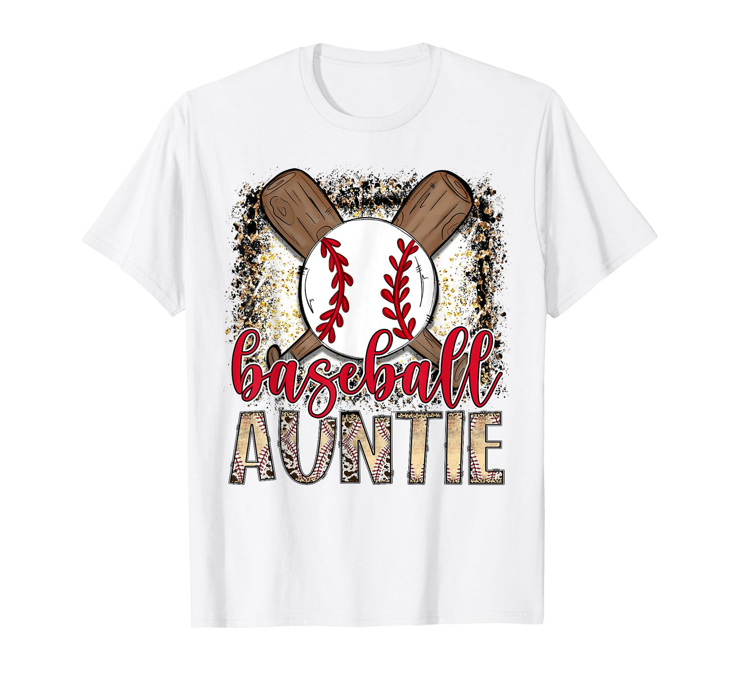 Baseball Auntie Leopard Proud Ball Auntie T-Shirt - Novelty Apparel Unisex - T-Shirt, Sweatshirt, Hoodie