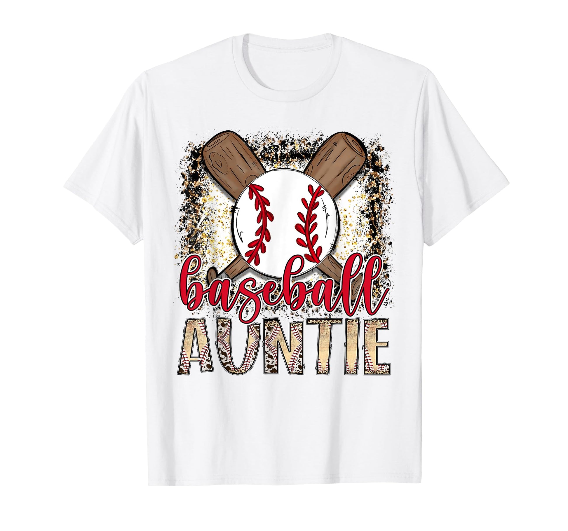 Baseball Auntie Leopard Proud Ball Auntie T-Shirt - Novelty Apparel Unisex - T-Shirt, Sweatshirt, Hoodie