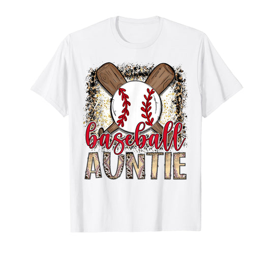 Baseball Auntie Leopard Proud Ball Auntie T-Shirt - Novelty Apparel Unisex - T-Shirt, Sweatshirt, Hoodie