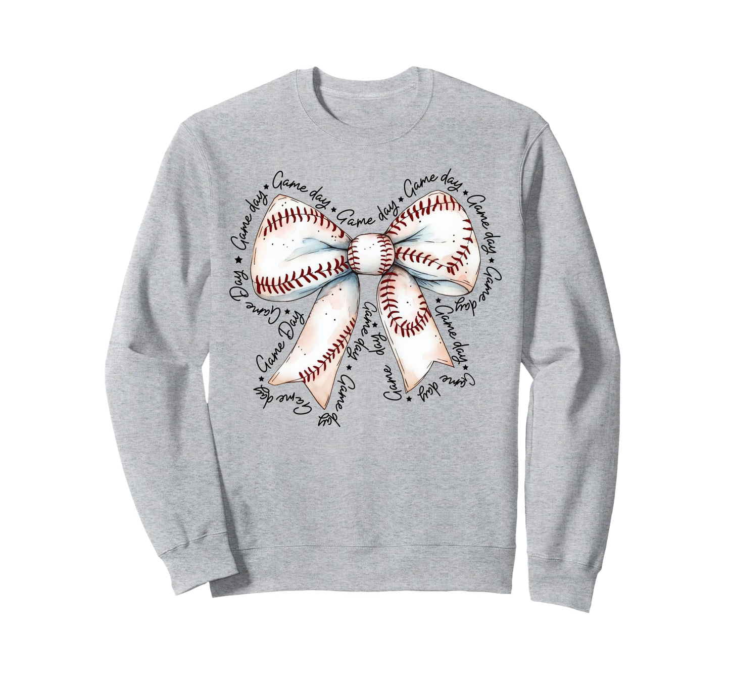 Game Day Baseball Bow Coquette Sweatshirt - Fun Novelty Design Men Women - T-Shirt, Sweatshirt, Hoodie