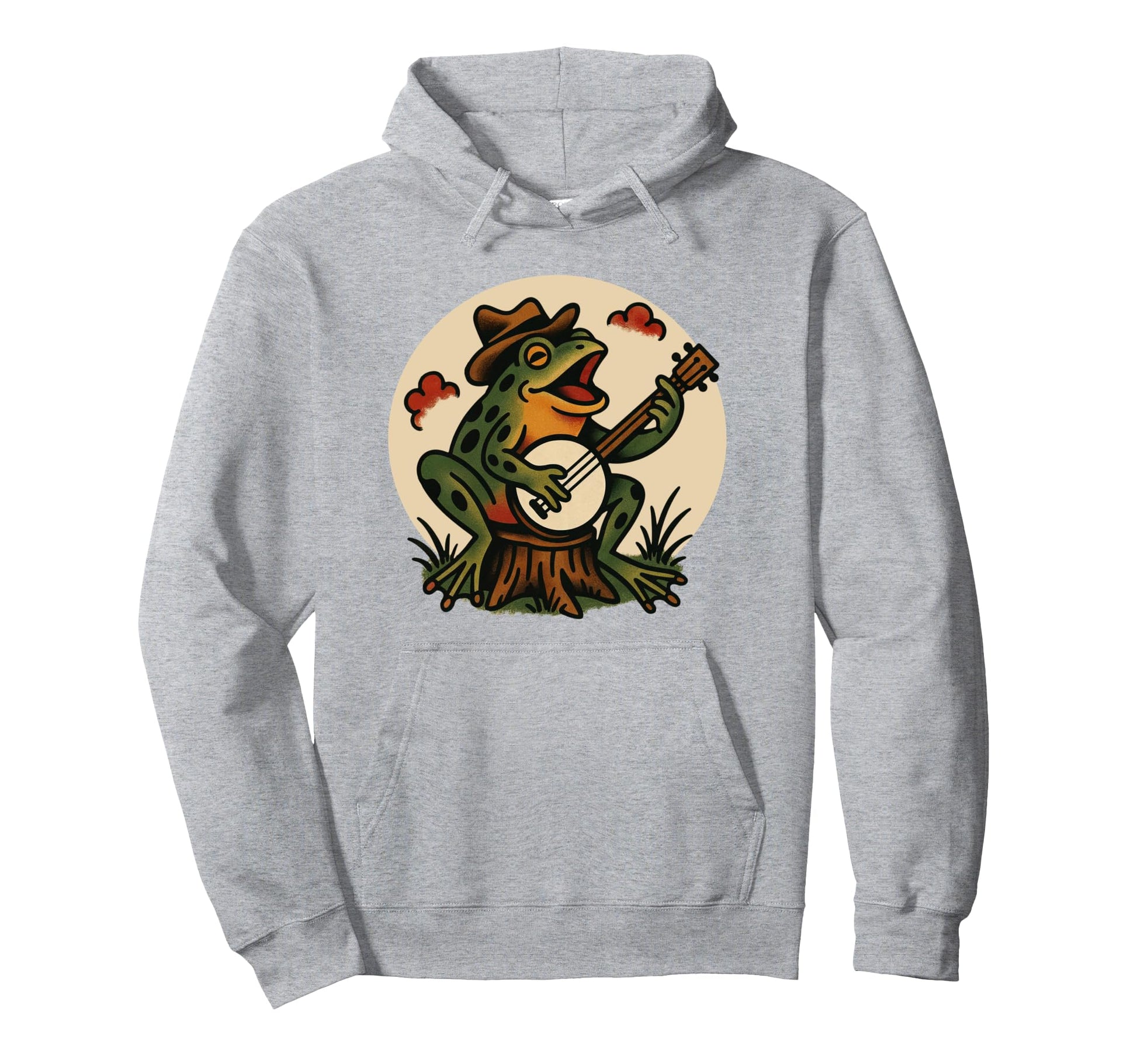 Frog Banjo Tattoo Flash American Tattoos Hoodie - Trendy Graphic Men Women - T-Shirt, Sweatshirt, Hoodie