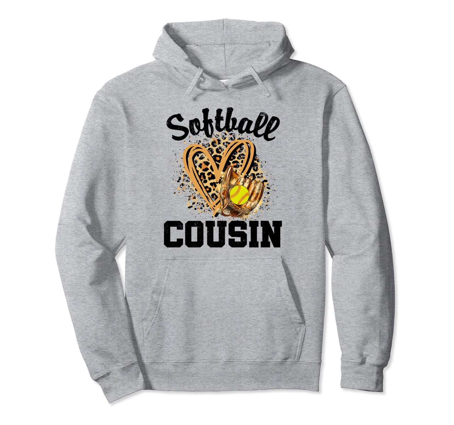Leopard Heart Game Day Baseball Cousin Hoodie - Unique Graphic for Adults - T-Shirt, Sweatshirt, Hoodie