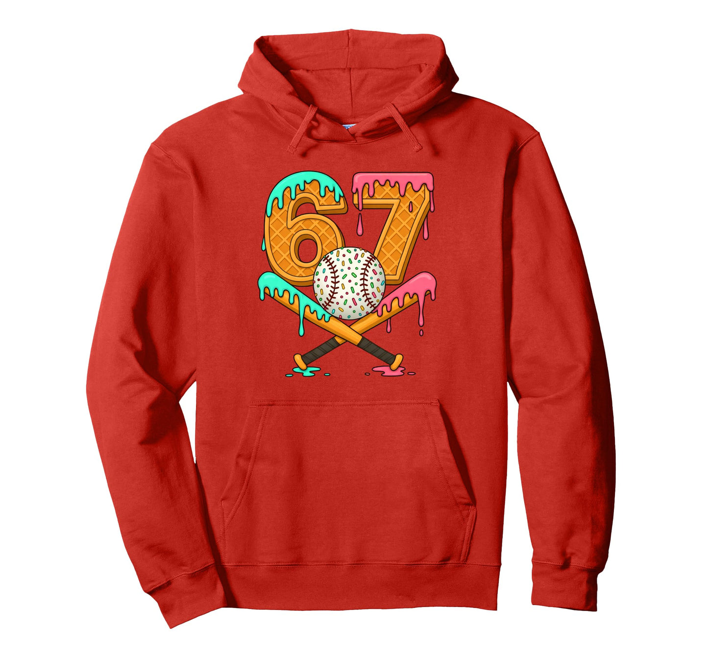 67 Ice Cream Drip Baseball Number 67 Hoodie - Minimalist Print Unisex - T-Shirt, Sweatshirt, Hoodie