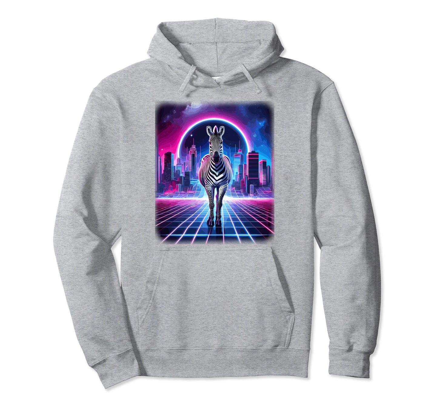 Synthwave Aesthetic Zebra Lover 80S Hoodie - Custom Art Print Men Women - T-Shirt, Sweatshirt, Hoodie