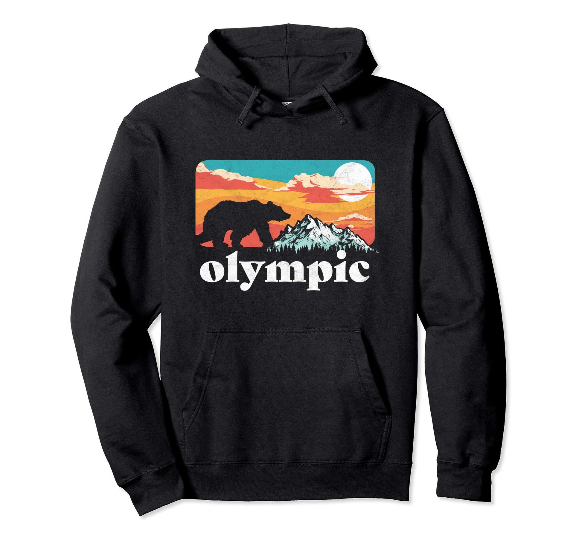 Olympic National Park Bear Mountain 80S Hoodie - Aesthetic Graphic Unisex - T-Shirt, Sweatshirt, Hoodie