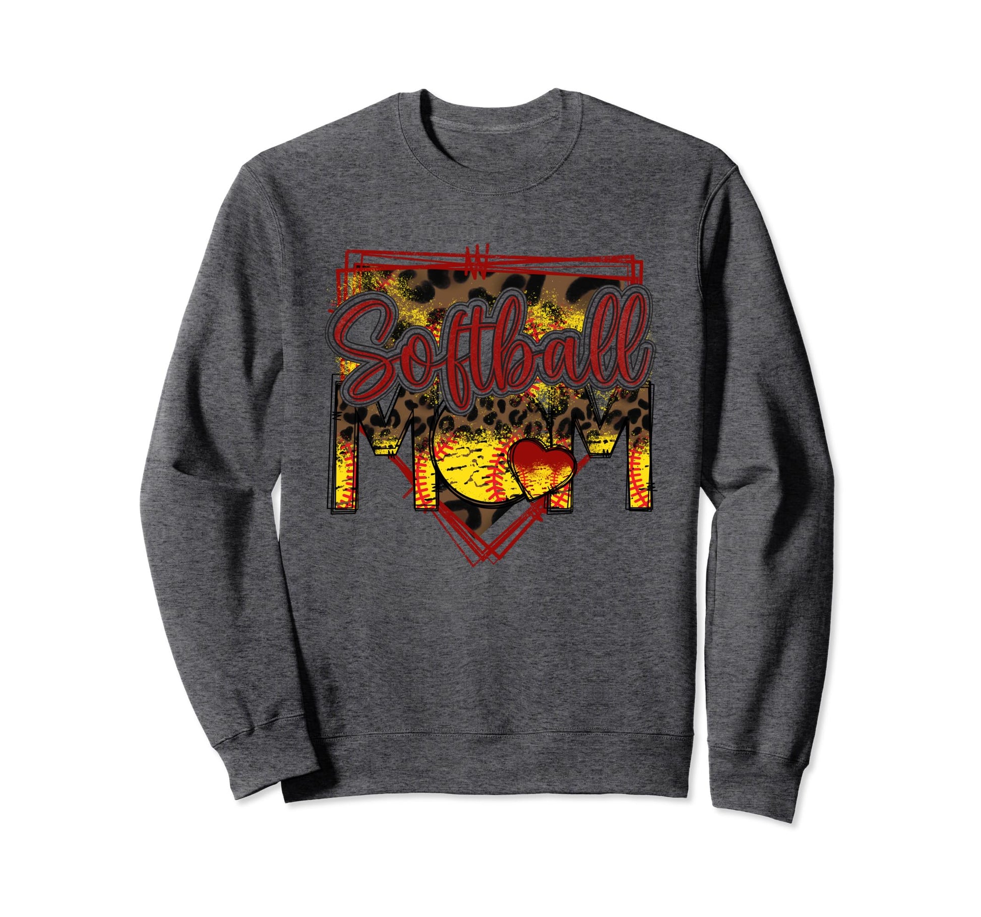 Softball Mom Leopard Funny Sweatshirt - Minimalist Print Men Women - T-Shirt, Sweatshirt, Hoodie