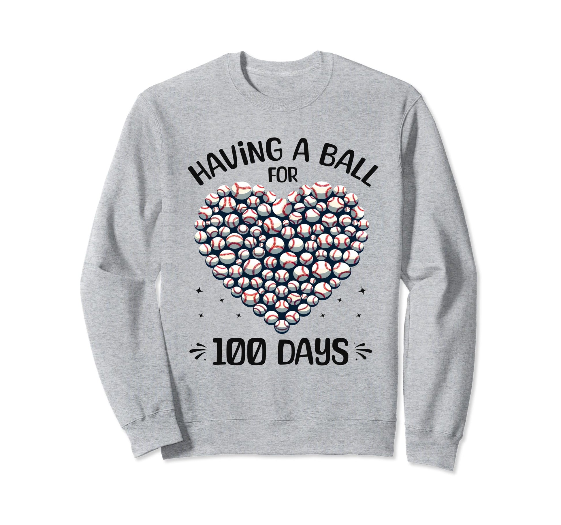 100 Days School Baseball Heart Sweatshirt - Aesthetic Graphic for Adults - T-Shirt, Sweatshirt, Hoodie
