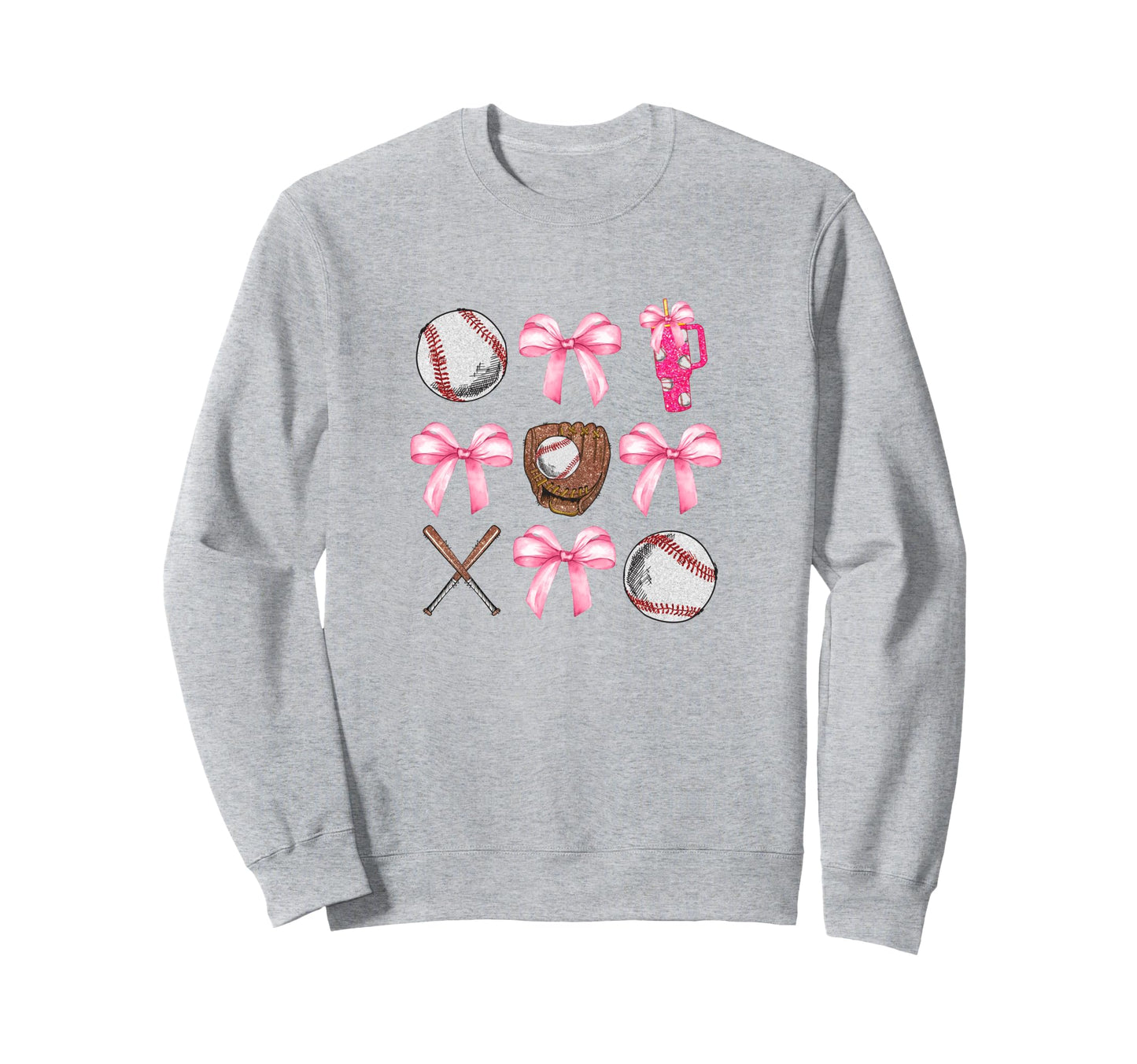Baseball And Bows Sports Game Day Sweatshirt - Graphic Print Unisex - T-Shirt, Sweatshirt, Hoodie
