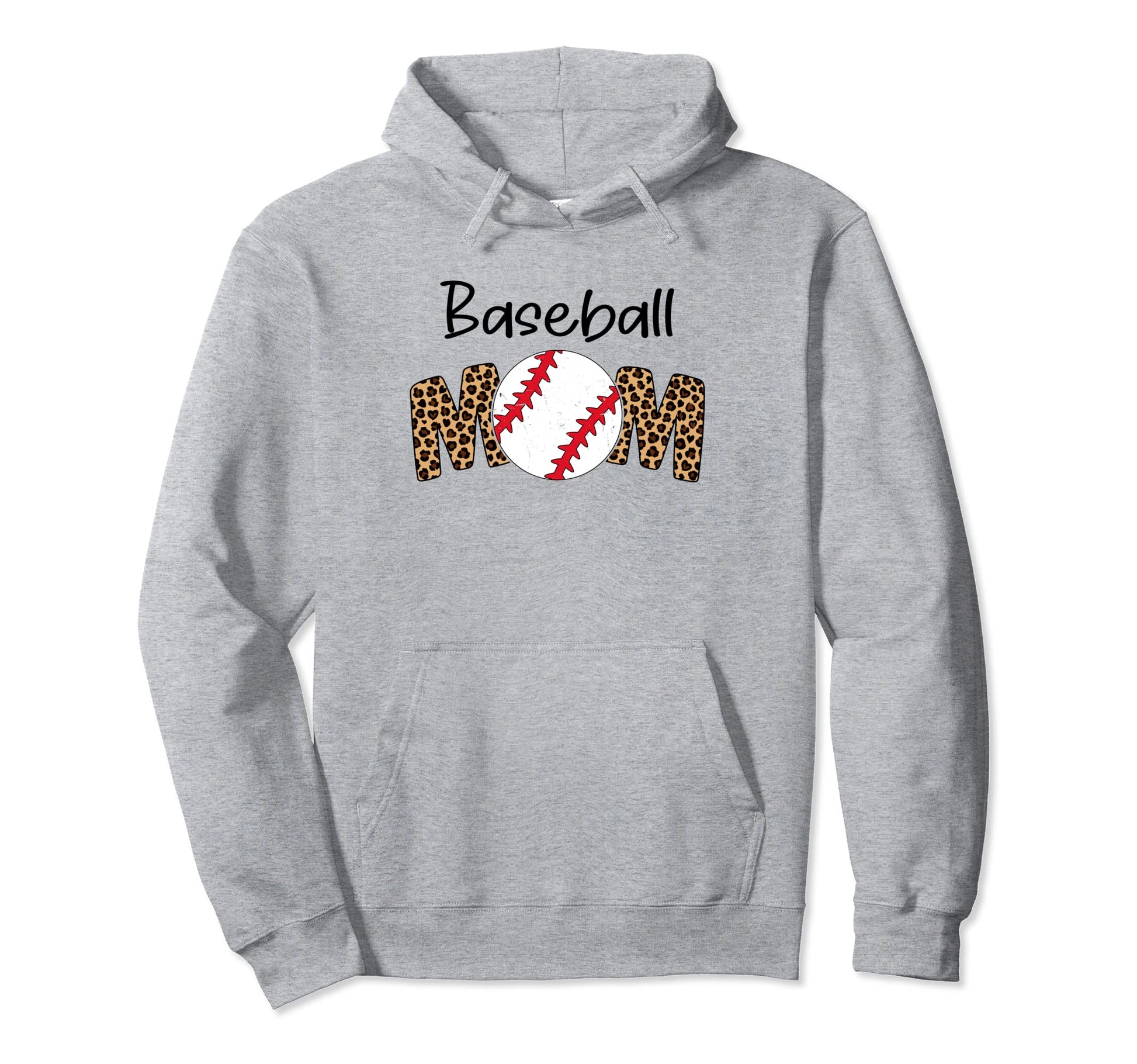 Baseball Mom Leopard Funny Softball Hoodie - Unique Graphic Men Women - T-Shirt, Sweatshirt, Hoodie